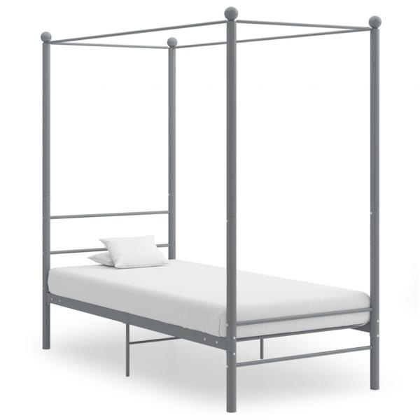 ARDEBO.de - Himmelbett Grau Metall 90x200 cm