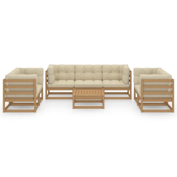 8-tlg. Garten-Lounge-Set mit Kissen Kiefer Massivholz