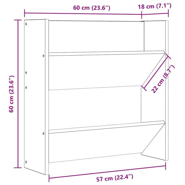 Wand-Schuhschrank Hochglanz-Grau 60x18x60 cm Holzwerkstoff