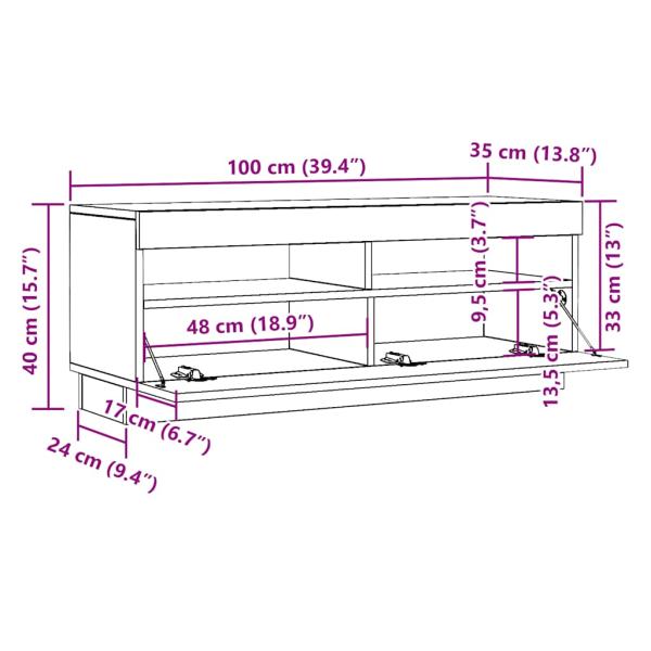 TV-Schrank mit LED-Leuchten Weiß 200x35x40 cm