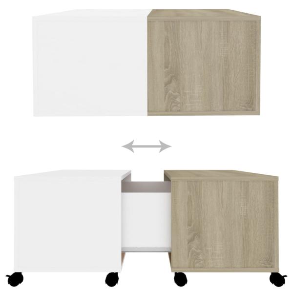 ARDEBO.de - Couchtisch Weiß Sonoma-Eiche 75x75x38 cm Holzwerkstoff