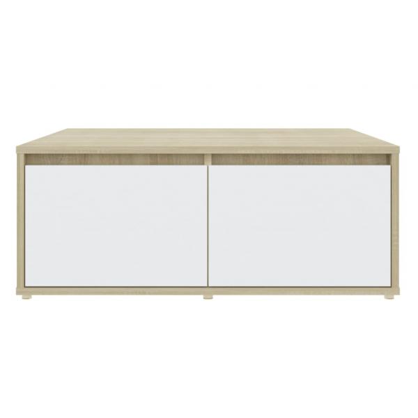 Couchtisch Weiß und Sonoma-Eiche 80x80x31 cm Holzwerkstoff