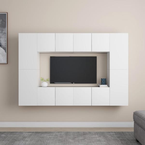 ARDEBO.de - 8-tlg. TV-Schrank-Set Weiß Holzwerkstoff