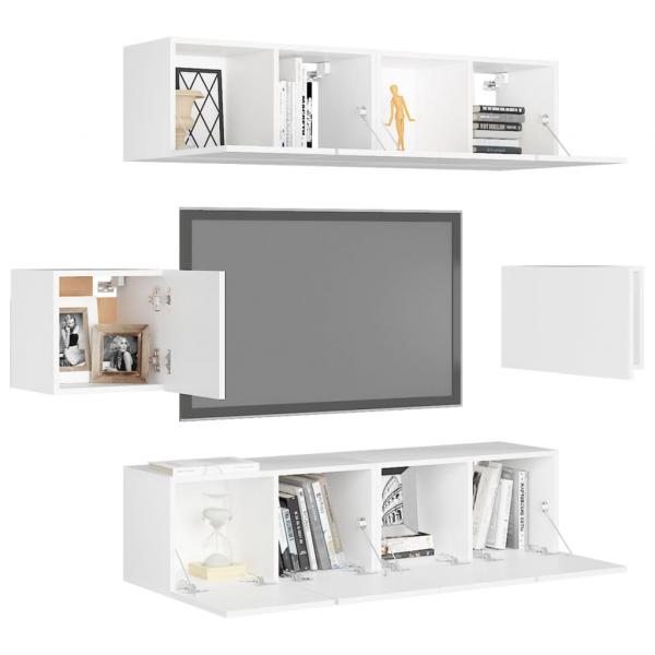 6-tlg. TV-Schrank-Set Weiß Holzwerkstoff