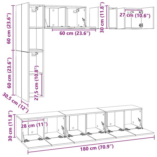 8-tlg. TV-Schrank-Set Weiß Holzwerkstoff