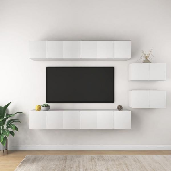 ARDEBO.de - TV-Schränke 8 Stk. Weiß Holzwerkstoff