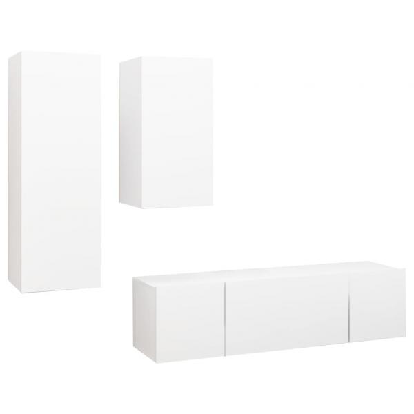 4-tlg. TV-Schrank-Set Weiß Holzwerkstoff
