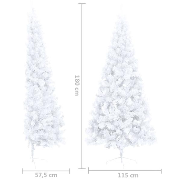 Künstlicher Halb-Weihnachtsbaum mit Ständer Weiß 180 cm PVC