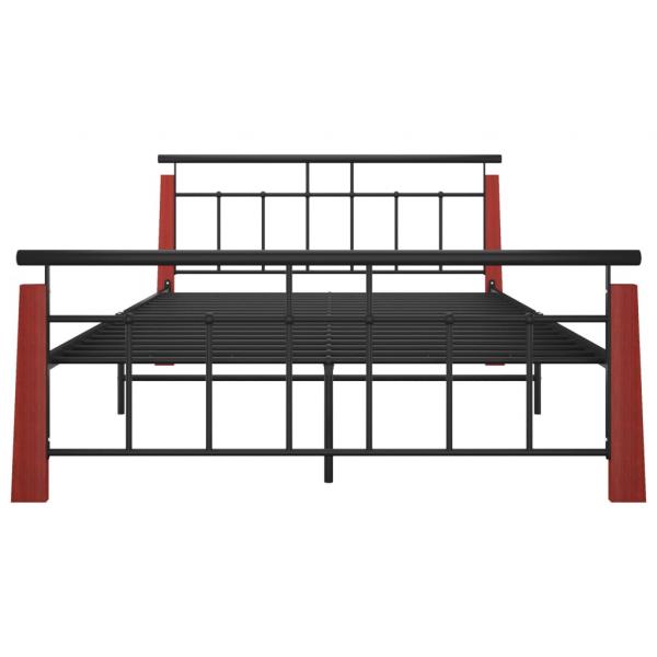 Bettgestell Metall und Massivholz Eiche 140x200 cm