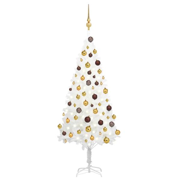 ARDEBO.de - Künstlicher Weihnachtsbaum mit Beleuchtung & Kugeln Weiß 120 cm