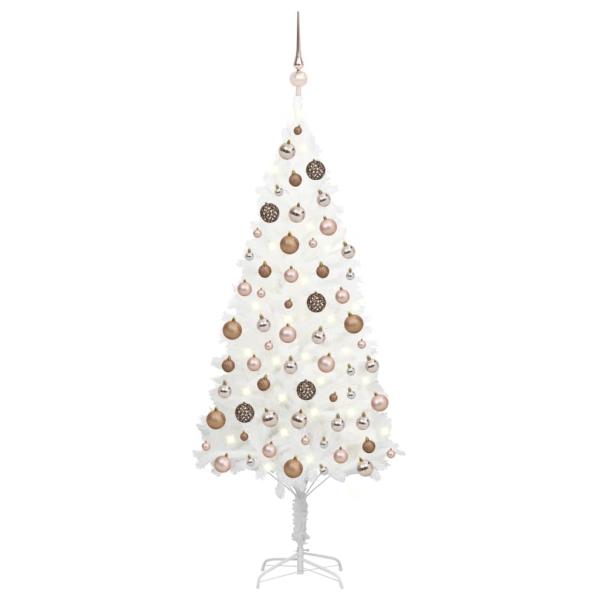 ARDEBO.de - Künstlicher Weihnachtsbaum mit Beleuchtung & Kugeln Weiß 150 cm