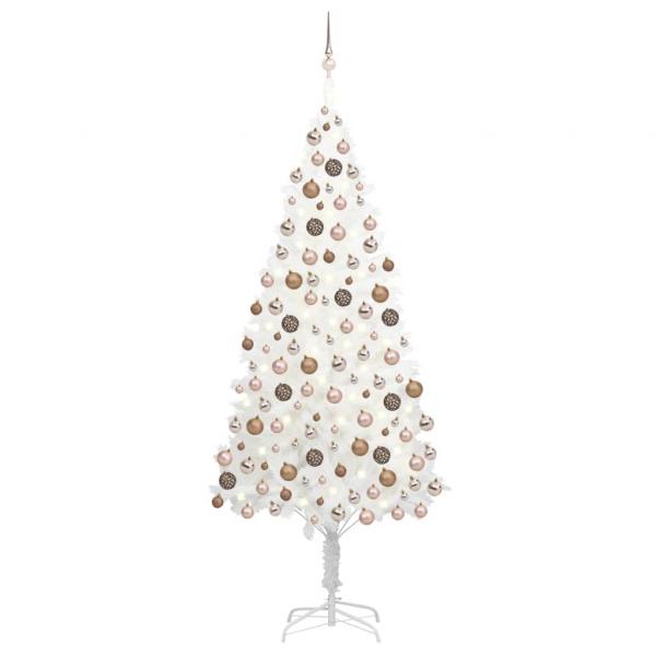 ARDEBO.de - Künstlicher Weihnachtsbaum mit Beleuchtung & Kugeln Weiß 210 cm