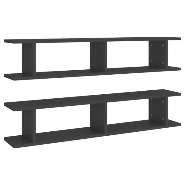 ARDEBO.de - Wandregale 2 Stk. Grau 105x18x20 cm Holzwerkstoff