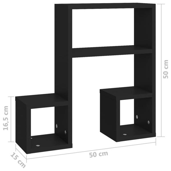 ARDEBO.de - Wandregale 2 Stk. Schwarz 50x15x50 cm Holzwerkstoff