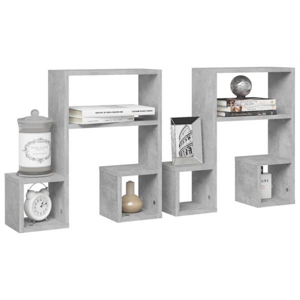 Wandregale 2 Stk. Betongrau 50x15x50 cm Holzwerkstoff