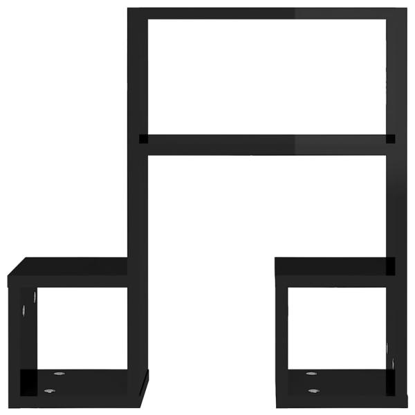 ARDEBO.de - Wandregale 2 Stk. Hochglanz-Schwarz 50x15x50 cm Holzwerkstoff
