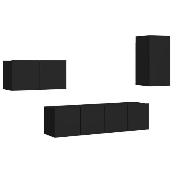4-tlg. TV-Schrank-Set Schwarz Holzwerkstoff