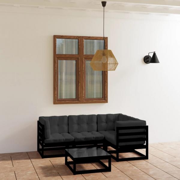 ARDEBO.de - 5-tlg. Garten-Lounge-Set mit Kissen Massivholz Kiefer