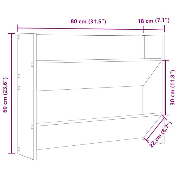 Wand-Schuhschrank Hochglanz-Grau 80x18x60 cm Holzwerkstoff