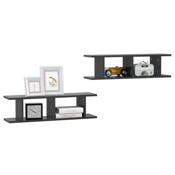 ARDEBO.de - Wandregale 2 Stk. Grau 75x18x20 cm Holzwerkstoff