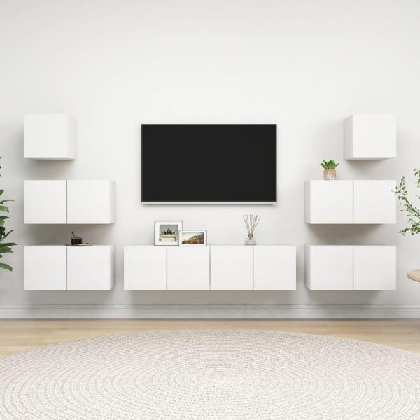 ARDEBO.de - 8-tlg. TV-Schrank-Set Weiß Holzwerkstoff