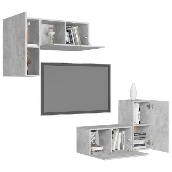 4-tlg. TV-Schrank-Set Betongrau Holzwerkstoff