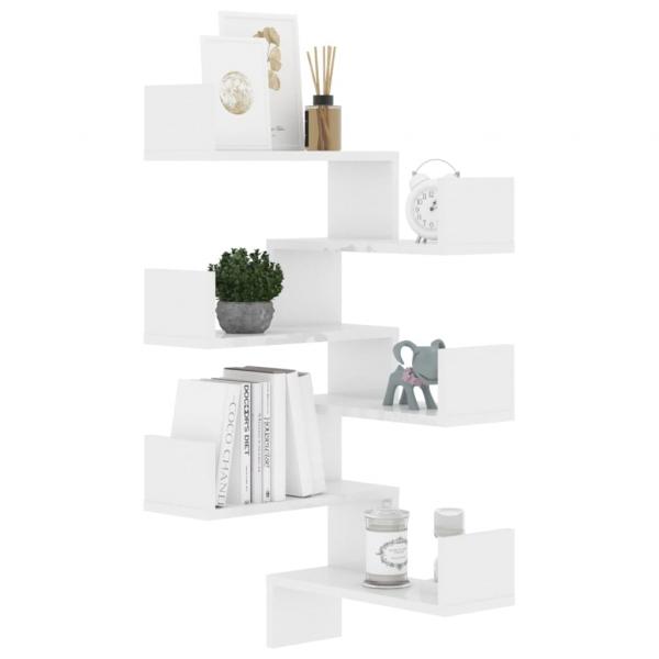 Wand-Eckregale 2 Stk. Hochglanz-Weiß 40x40x50 cm Holzwerkstoff