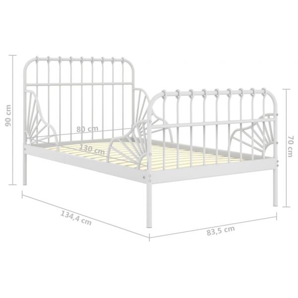 Ausziehbett Weiß Metall 80x130/200 cm