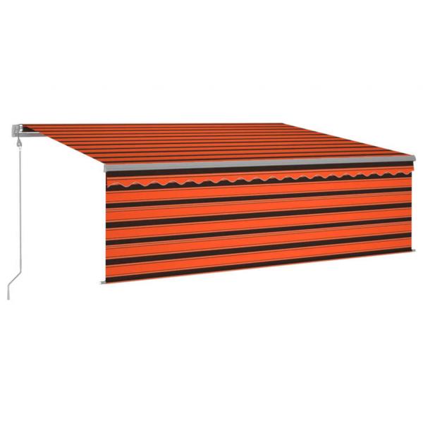 Markise Automatisch Einziehbar mit Volant 4x3m Orange und Braun
