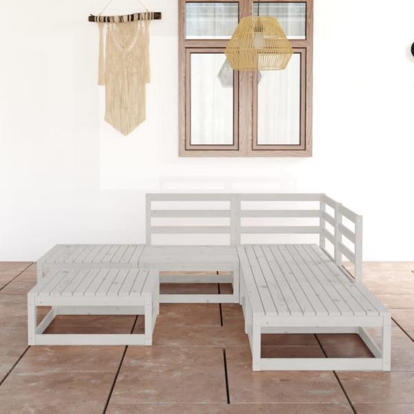 ARDEBO.de - 6-tlg. Garten-Lounge-Set Weiß Massivholz Kiefer