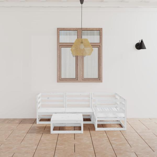 ARDEBO.de - 5-tlg. Garten-Lounge-Set Weiß Massivholz Kiefer