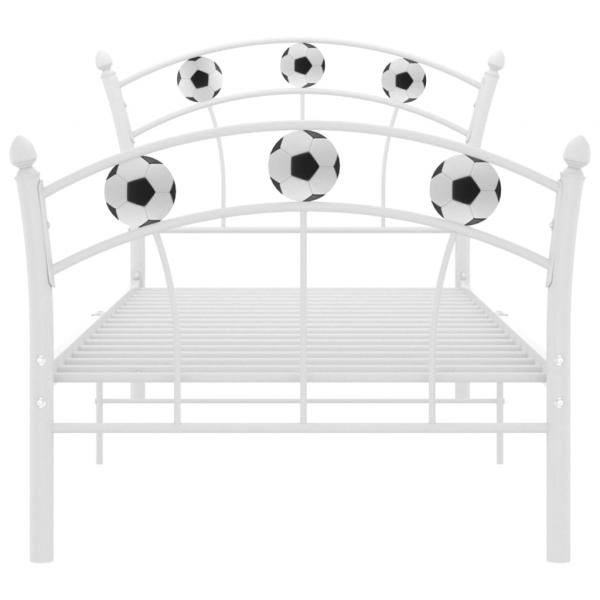 Einzelbett mit Fußball-Design Weiß Metall 90x200 cm