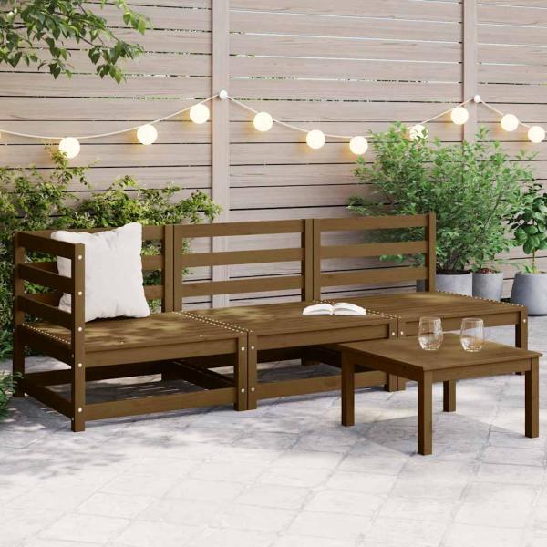ARDEBO.de - 3-tlg. Garten-Lounge-Set Honigbraun Massivholz Kiefer
