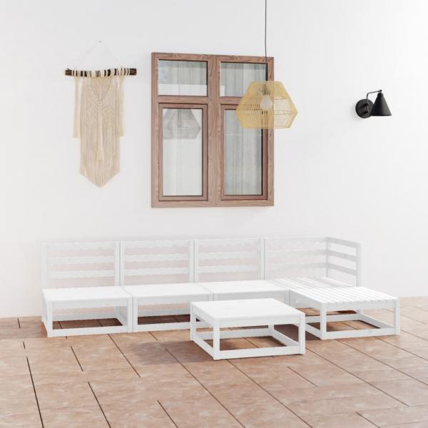 ARDEBO.de - 6-tlg. Garten-Lounge-Set Weiß Massivholz Kiefer