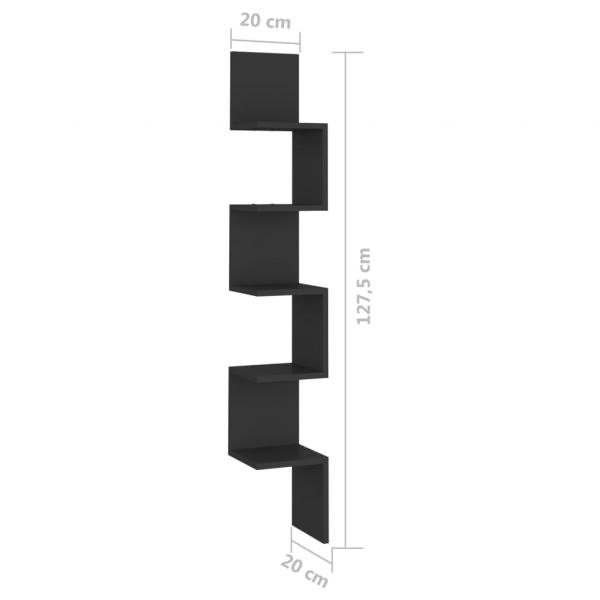 Wand-Eckregal Schwarz 20x20x127,5 cm Holzwerkstoff