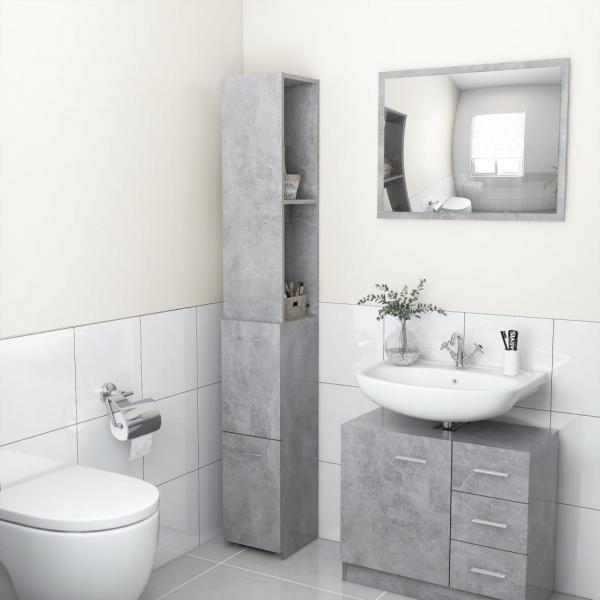 ARDEBO.de - Badschrank Betongrau 25x26,5x170 cm Holzwerkstoff