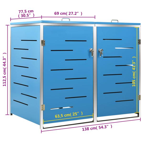 Mülltonnenbox für 2 Tonnen 138x77,5x112,5 cm Edelstahl