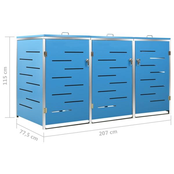 Mülltonnenbox für 3 Tonnen 207x77,5x112,5 cm Edelstahl
