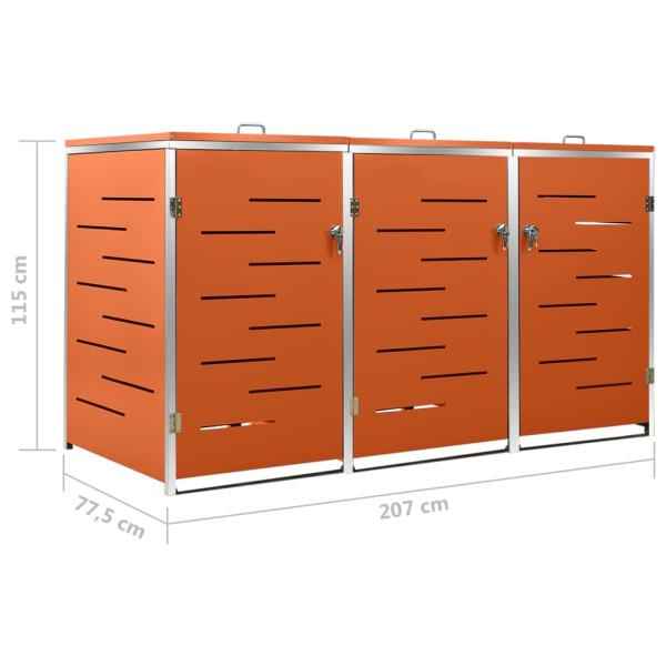 Mülltonnenbox für 3 Tonnen 207x77,5x115 cm Edelstahl