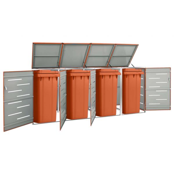 ARDEBO.de - Mülltonnenbox für 4 Tonnen 276,5x77,5x112,5 cm Edelstahl