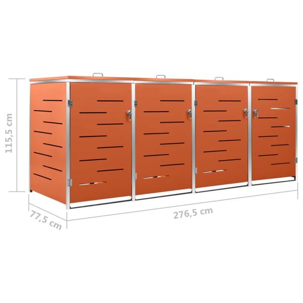 Mülltonnenbox für 4 Tonnen 276,5x77,5x112,5 cm Edelstahl