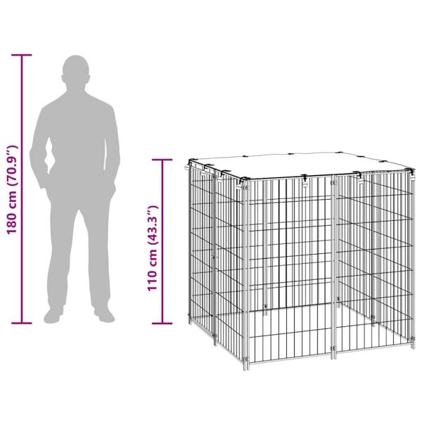 Hundezwinger Silbern 110x110x110 cm Stahl