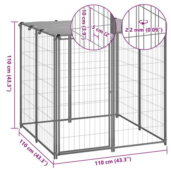 Hundezwinger Silbern 110x110x110 cm Stahl