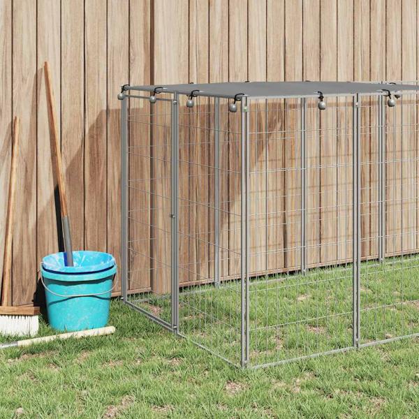 Hundezwinger Silbern 330x110x110 cm Stahl