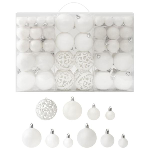 100-tlg. Weihnachtskugel-Set Weiß