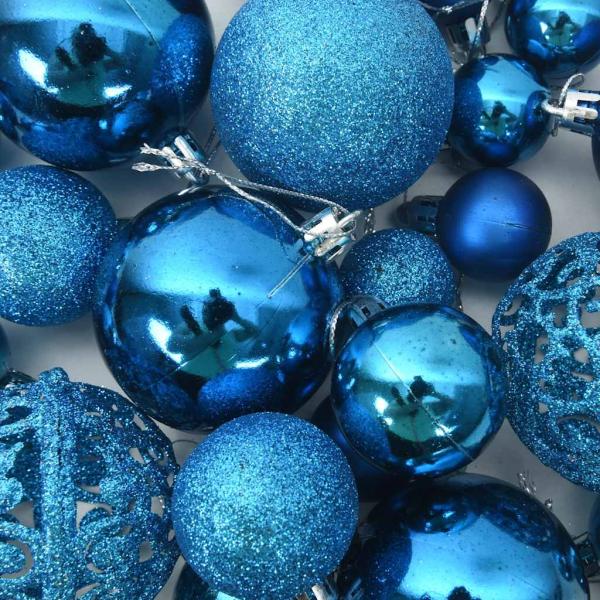 100-tlg. Weihnachtskugel-Set Blau