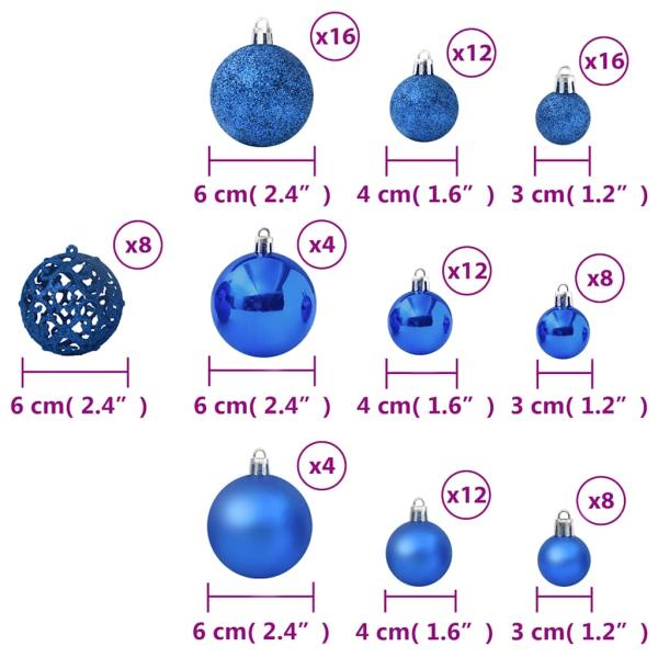 100-tlg. Weihnachtskugel-Set Blau