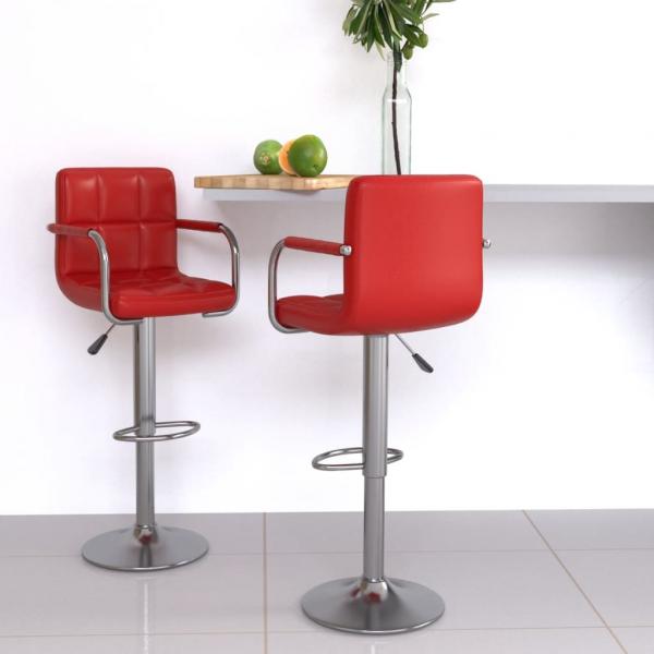 ARDEBO.de - Barhocker 2 Stk. Weinrot Kunstleder