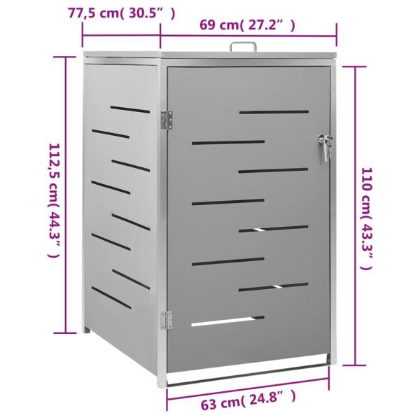 Mülltonnenbox für 1 Tonne 69x77,5x112,5 cm Edelstahl