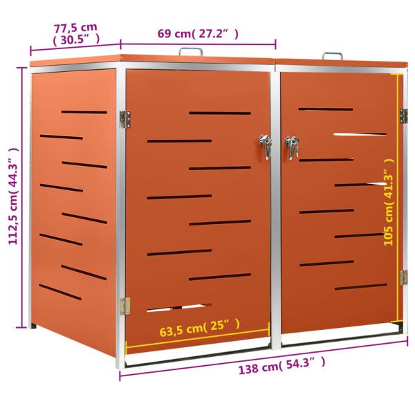 Mülltonnenbox für 2 Tonnen 138x77,5x112,5 cm Edelstahl